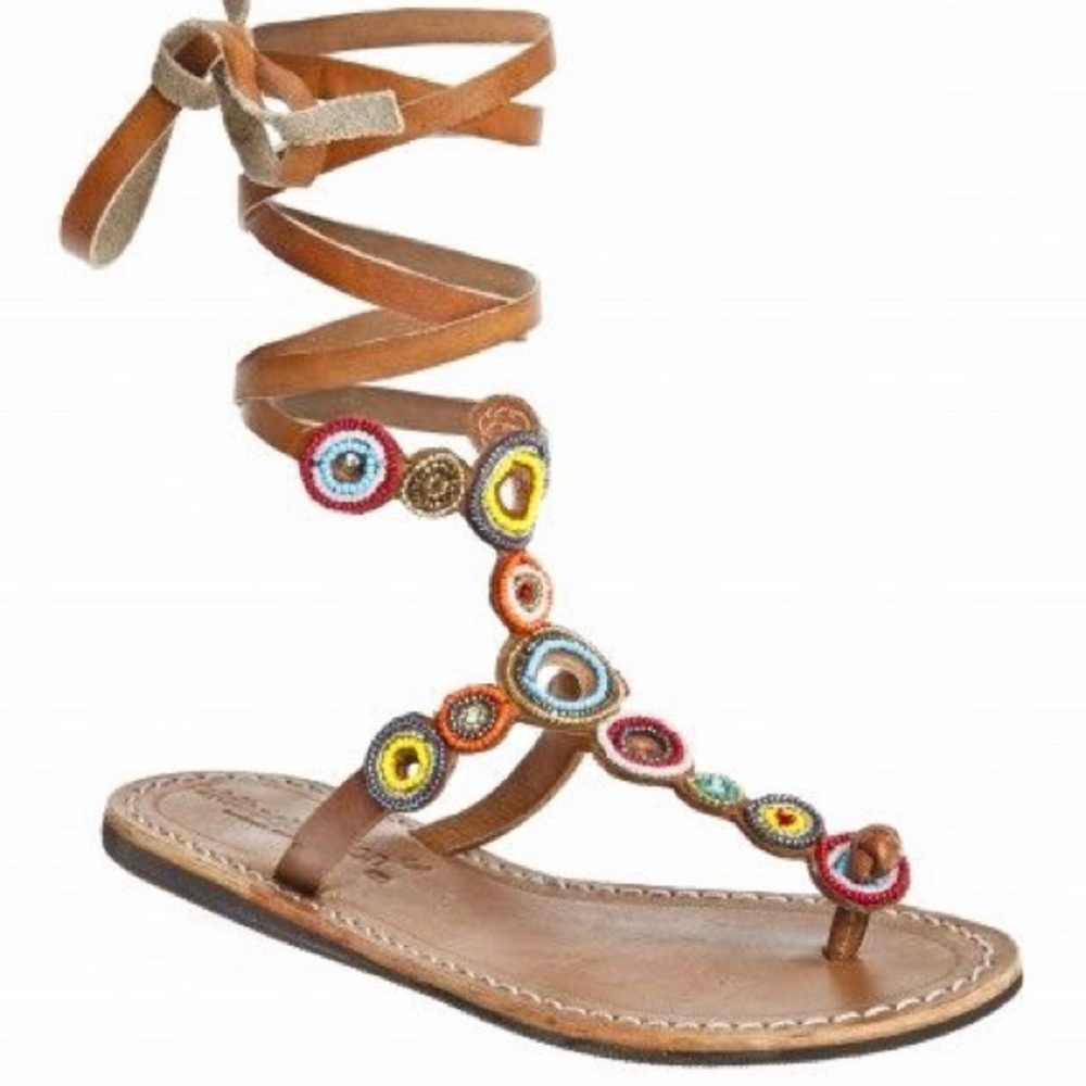 Leather beaded sandals